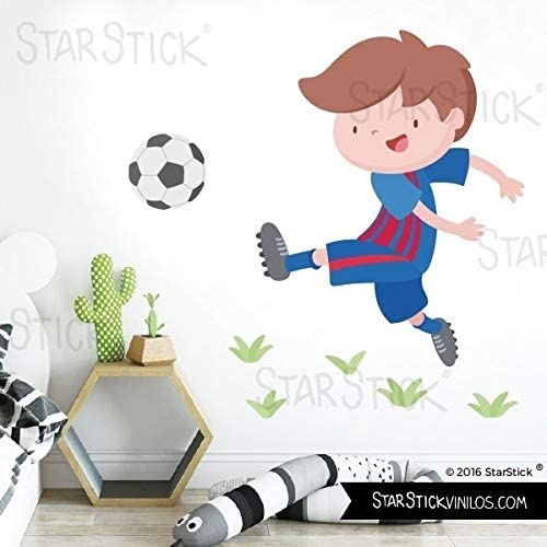 Vinilo infantil temático jugador con balón